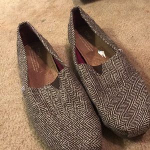 Brown and gold sparkly TOMS
